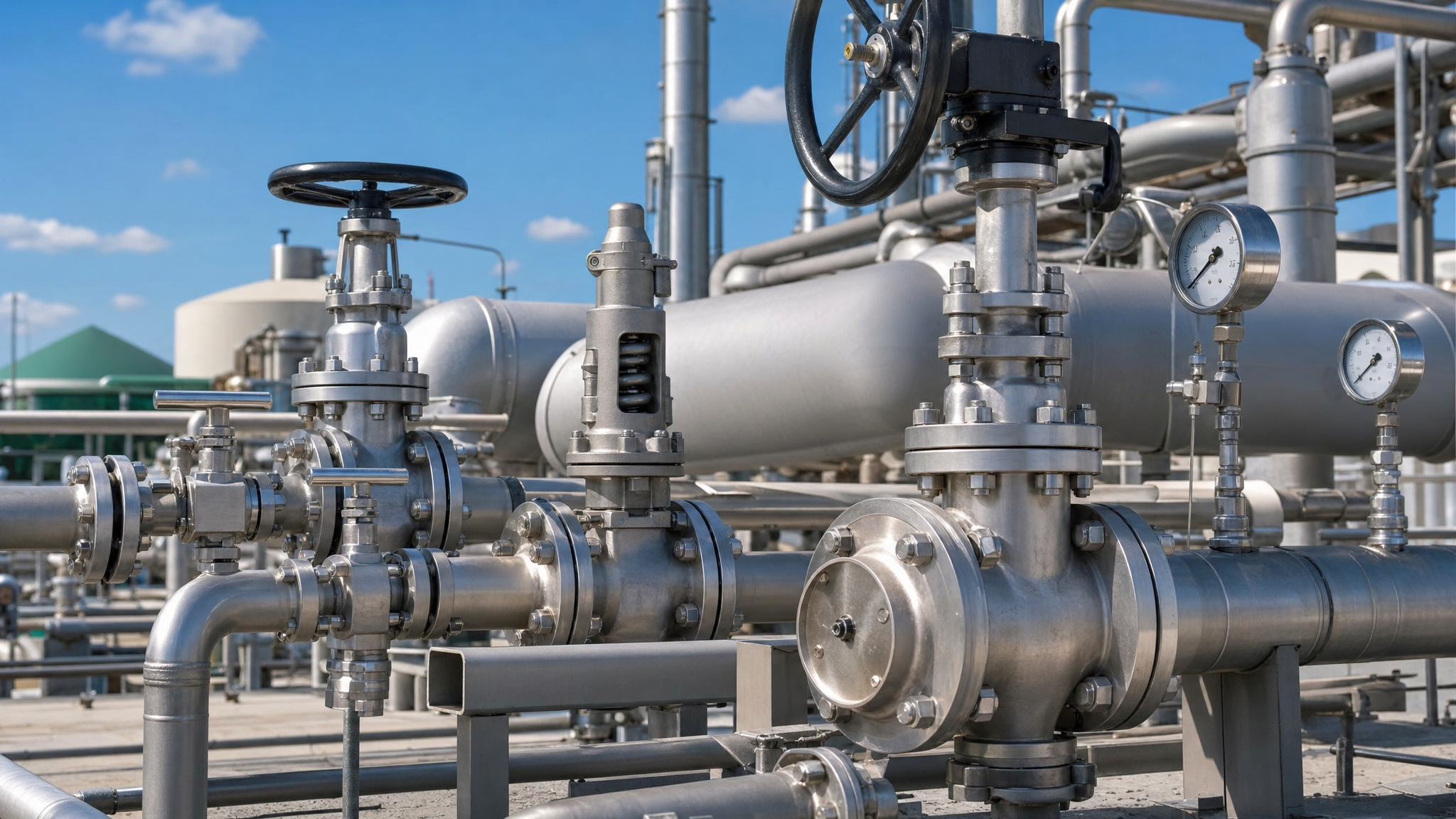 Industrial gas upgrading equipment at a bioenergy facility